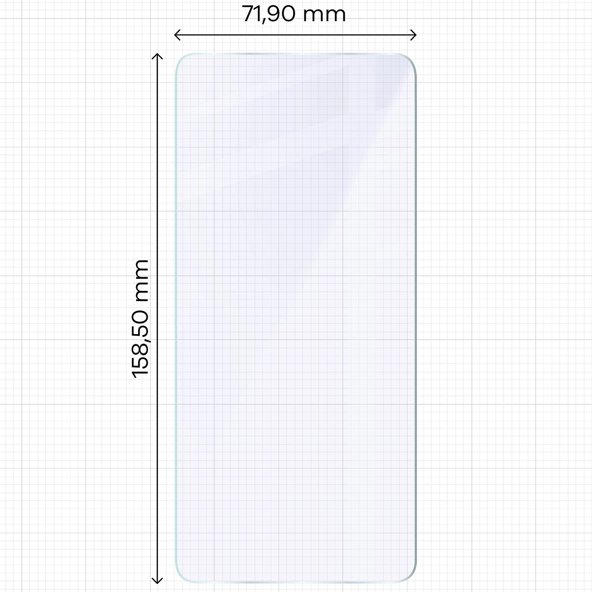 Miarka z wymiarami szkła hybrydowego Bizon Hybrid Mule do Realme GT 7T